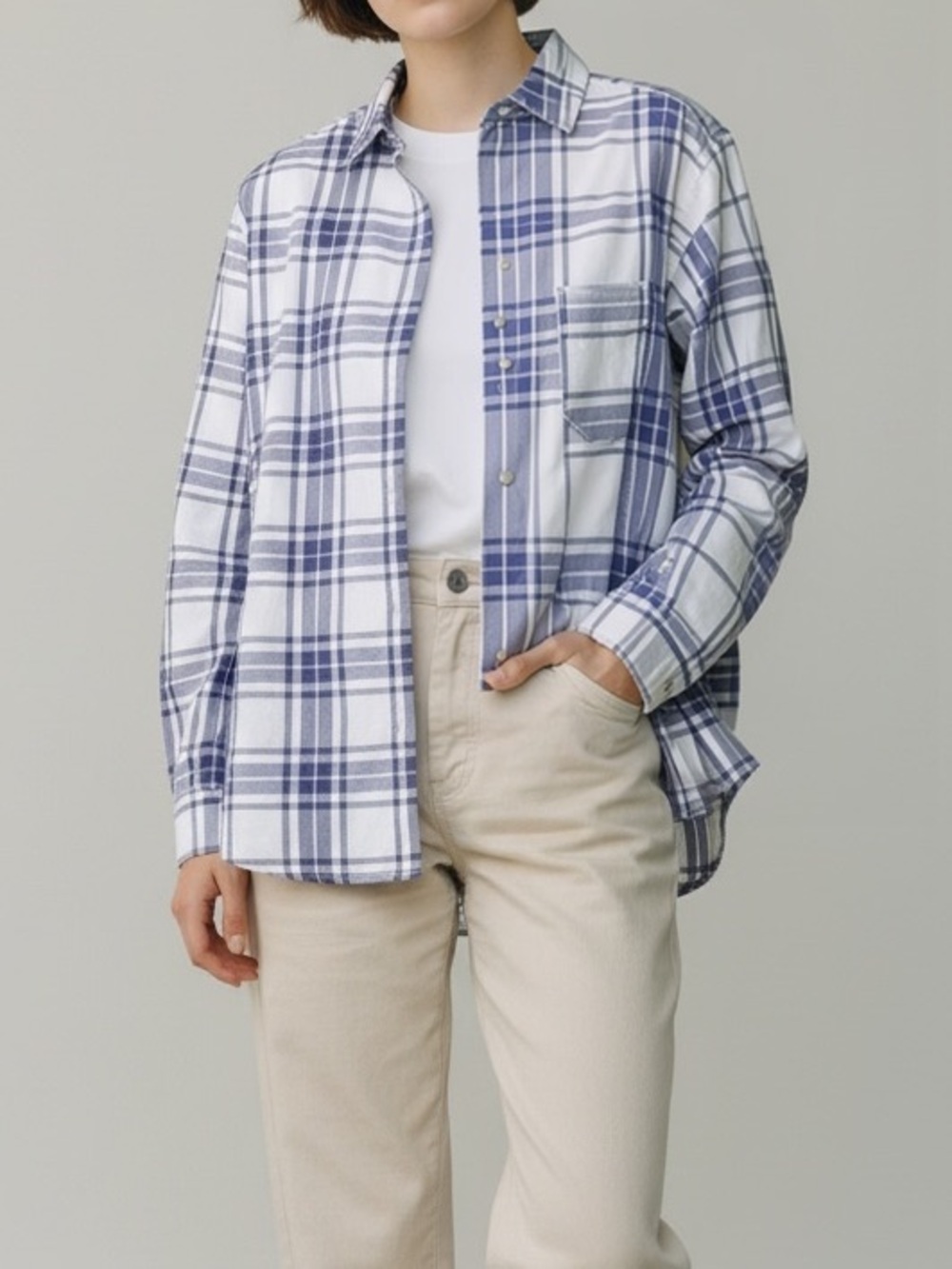 Jachs Girlfriend NY White and Lilac/Purple Plaid Casual Button-Down Shirt